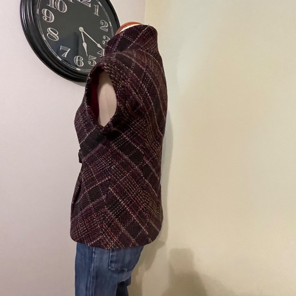 CABi Brown wool blend Tie Vest- vibrant Houndstooth woven XS - Picture 5 of 10